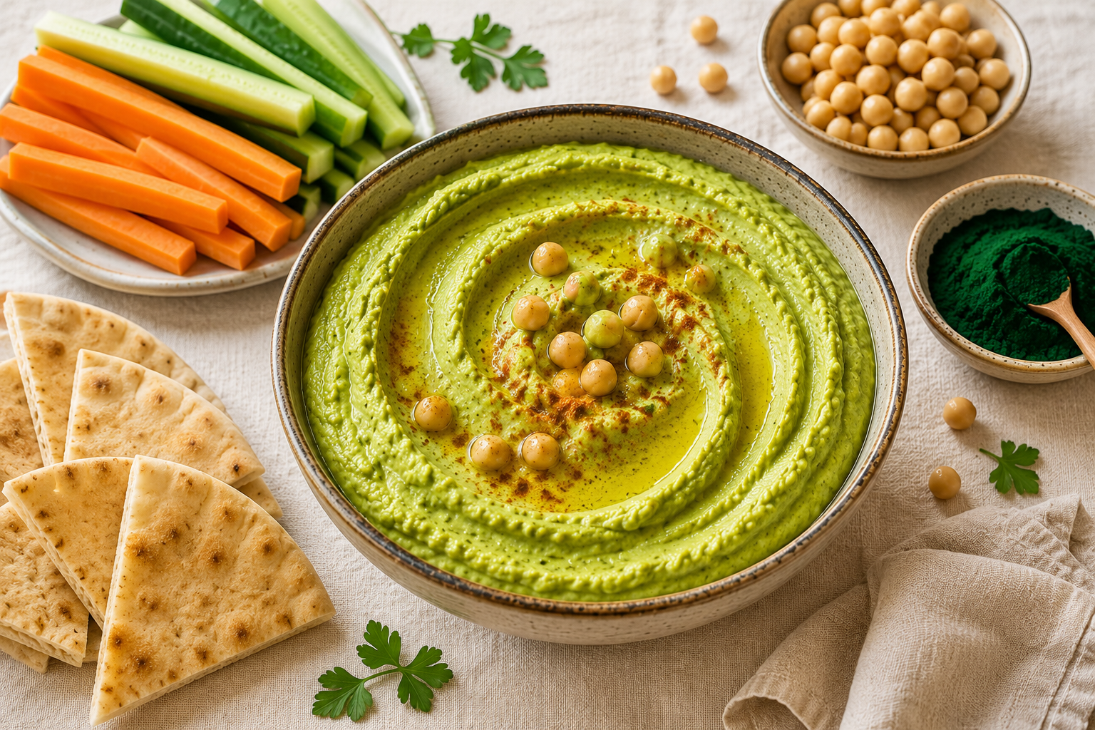 Spirulina Hummus: A Vibrant Green, Plant-Protein Dip