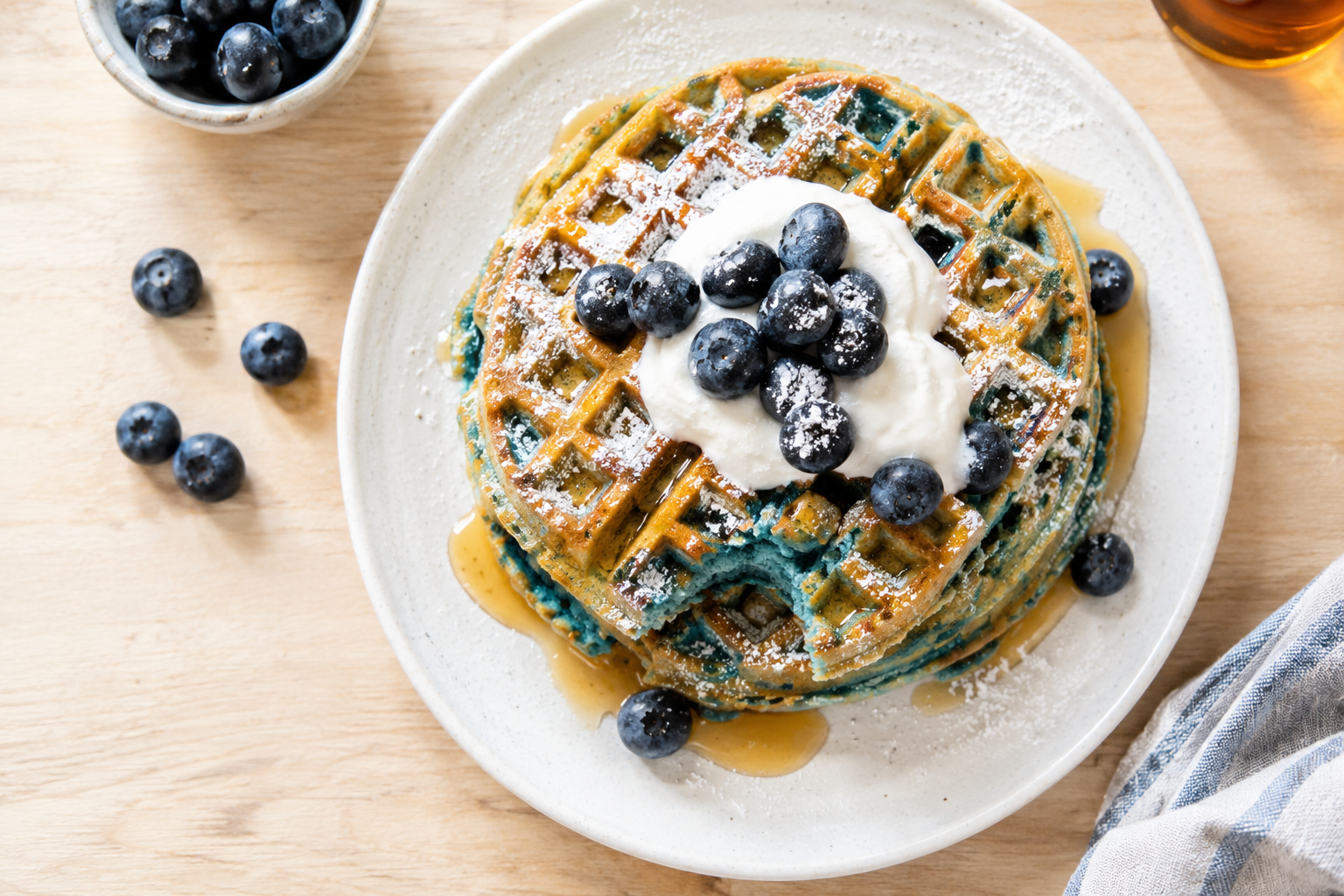 Blue Spirulina Waffles: A Fun Superfood Breakfast
